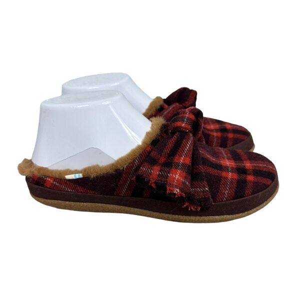 Toms red plaid slippers women’s size 6 - Picture 4 of 8
